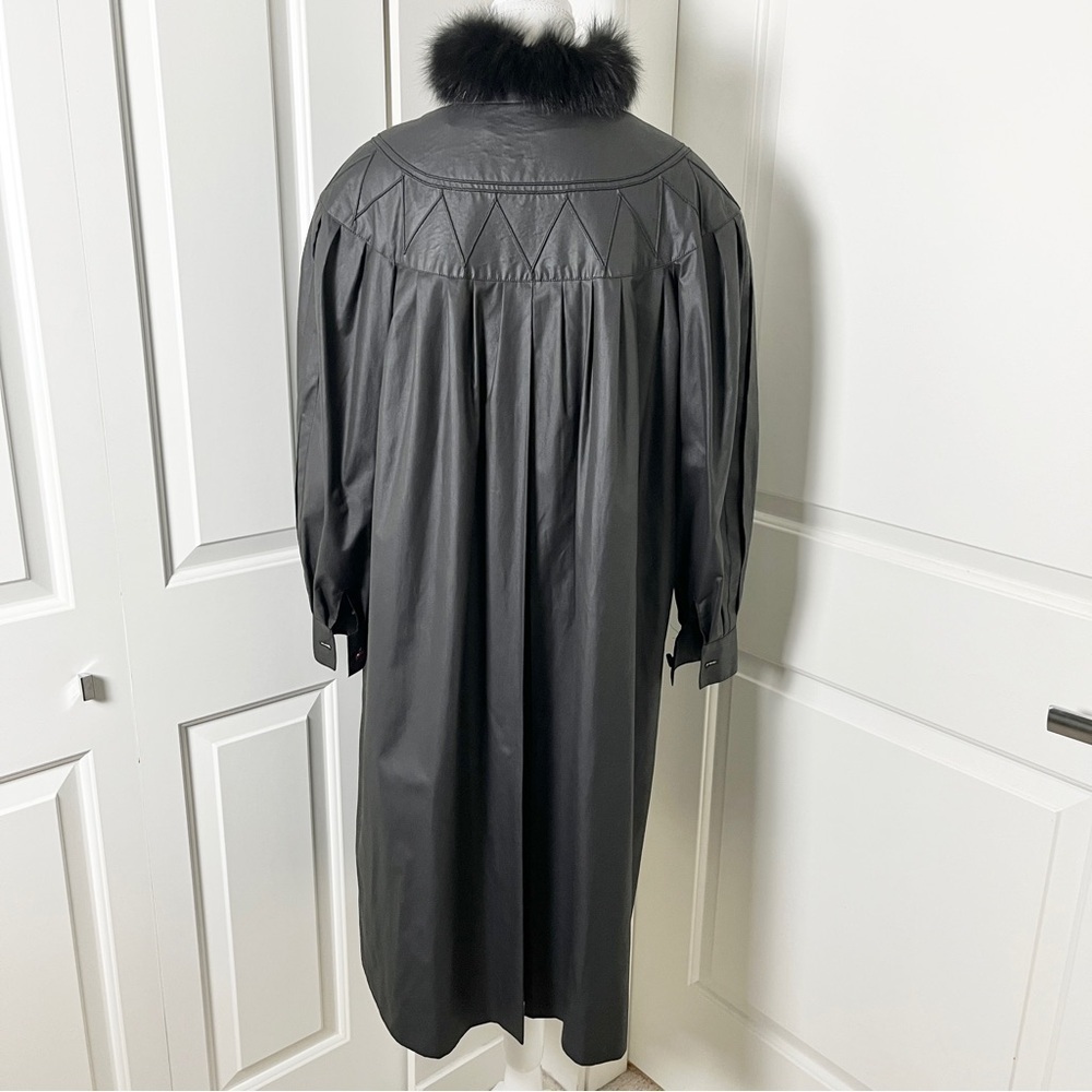 Vintage Love Modocc Fur Collar Stroller Raincoat Overcoat - Black - Medium/Large - Picture 11 of 16